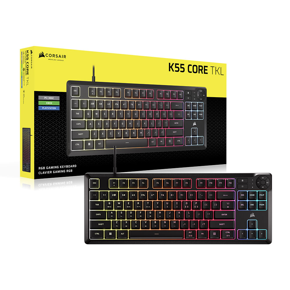 커세어 K55 CORE TKL RGB 저소음 멤브레인 게이밍키보드 + MM700 RGB EXTEND - 상세 이미지 4