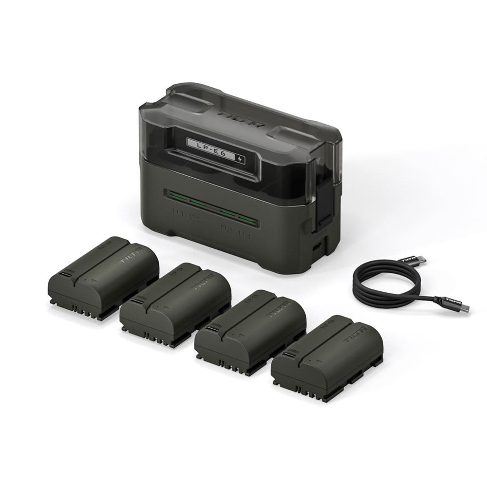 틸타 TBC-E6P-B-GN LP-E6P 4배터리팩 키트 캐논 EOS R5 Mark II R5 R6 R7 5DM4 호환 배터리