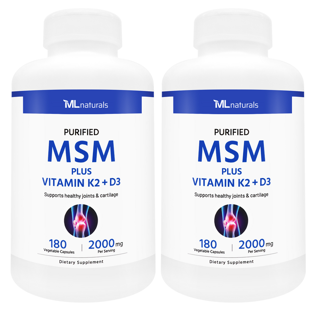 2025 신제품! 2병 마이라이프 내추럴스 MSM 엠에스엠 2000 mg 플러스 비타민 K2 + D3 180 야채캡슐 - 메인 이미지