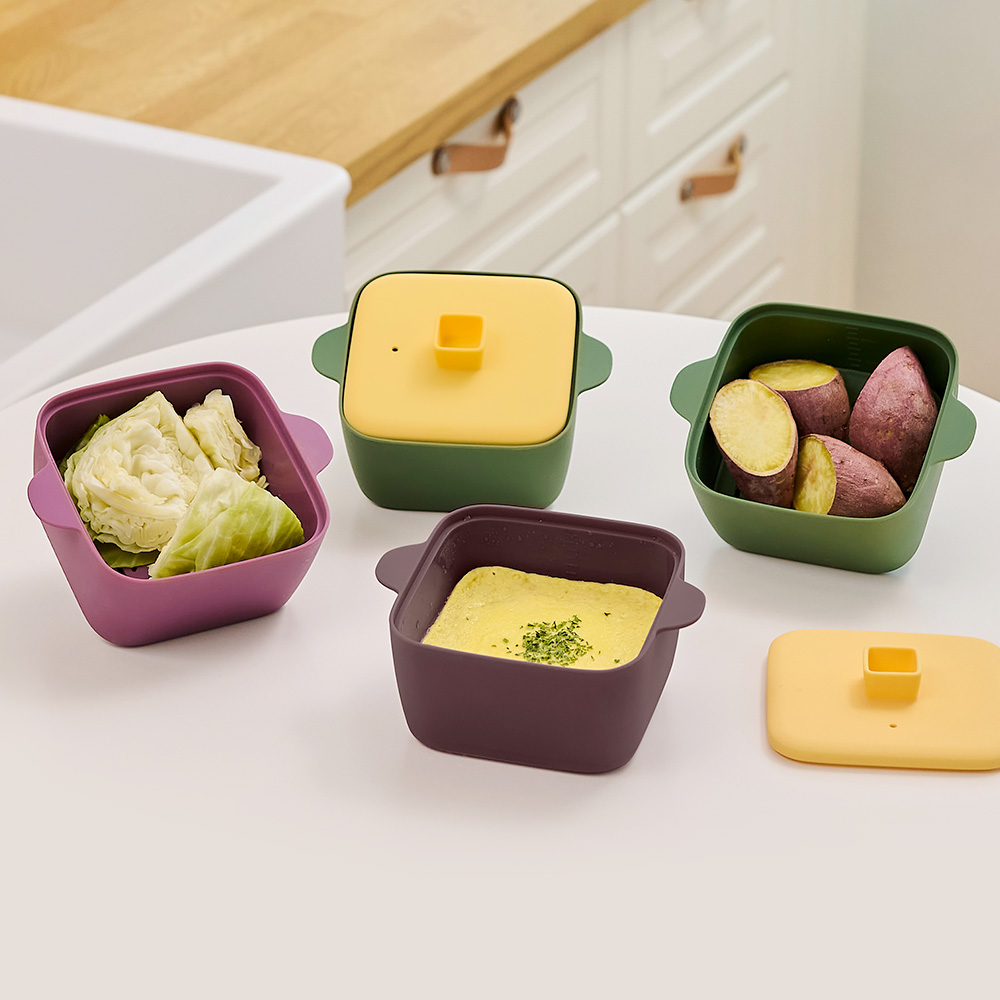 르메이드 실리콘 전자레인지 찜기 계란찜 라면 용기 1200ml 단호박