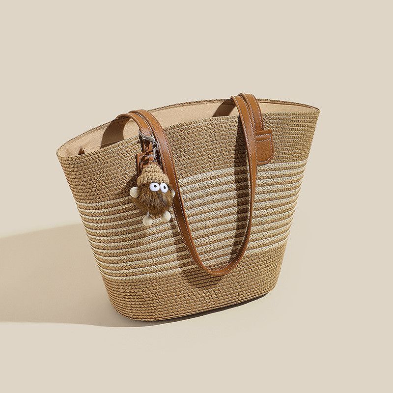 여성 밀짚백 여름 대용량 가방 해변 휴양지 여행용 데일리 숄더백 출퇴근용 자연스러운 스타일 편안한 착용감