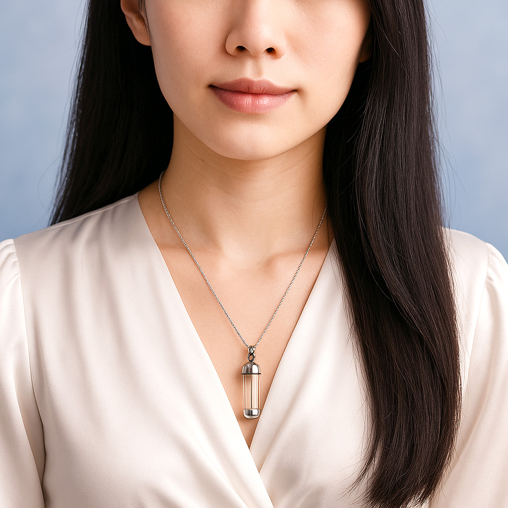원기둥 실버 메탈 메모리얼 목걸이 반려견 반려묘 추억 털 보관 캡슐 추모 펫로스 - 상세 이미지 4