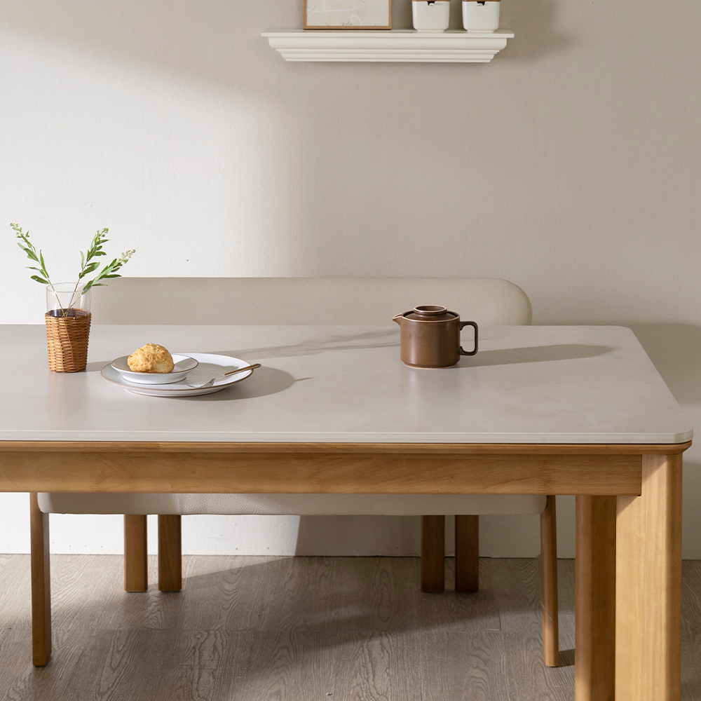 [4인 식탁 1600] 미코하임 루아스 원목 18T 양면 포세린 세라믹 카페 식탁 테이블 1600mm, 내추럴