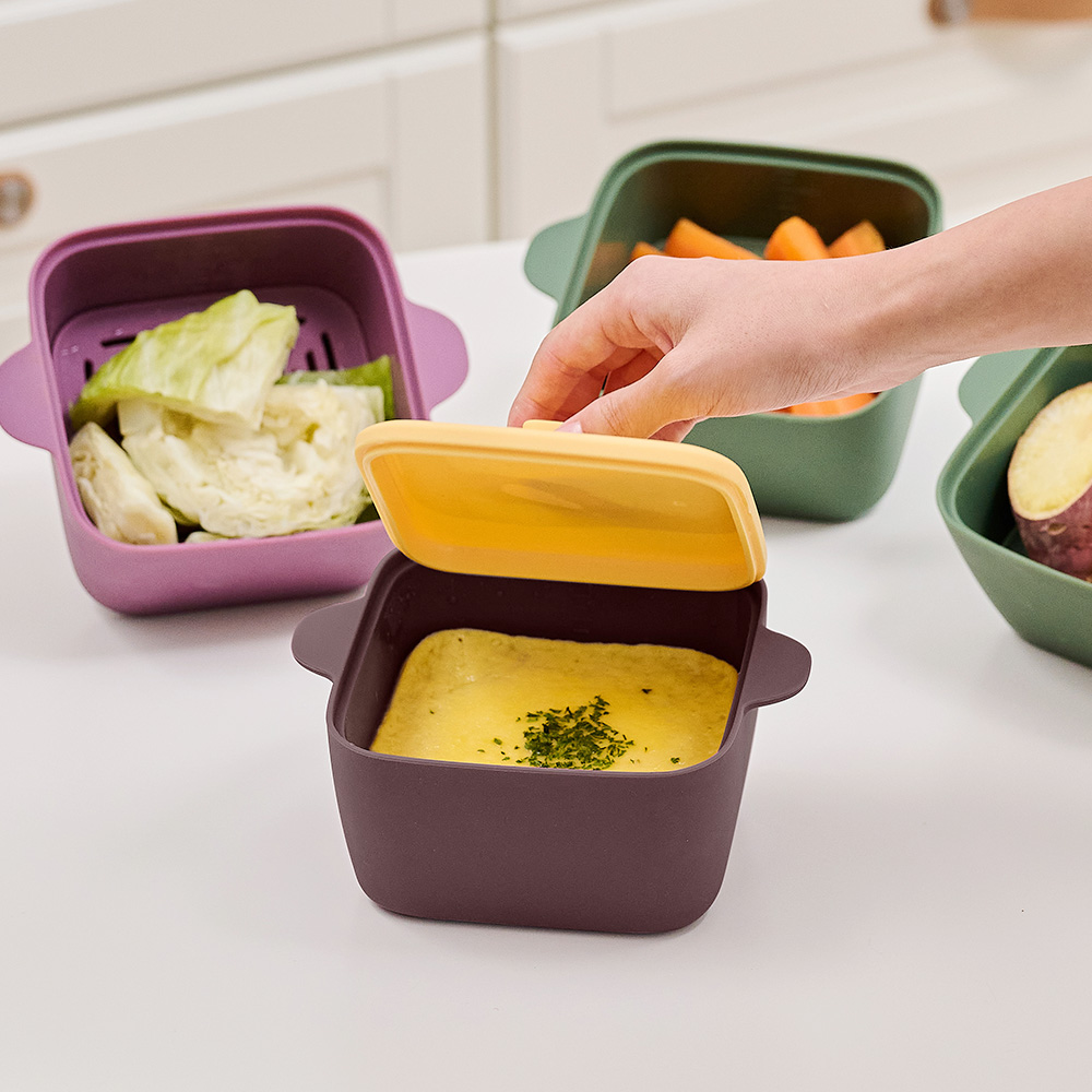 르메이드 실리콘 전자레인지 찜기 계란찜 라면 용기 1200ml 단호박