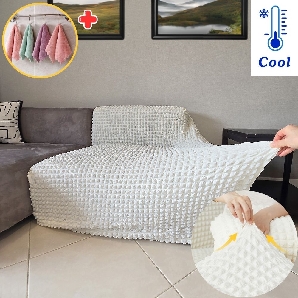 냉감 쇼파커버 여름 시어서커 소파패드 커버링 제작 카우치 리클라이너 덮개 화이트 1인용