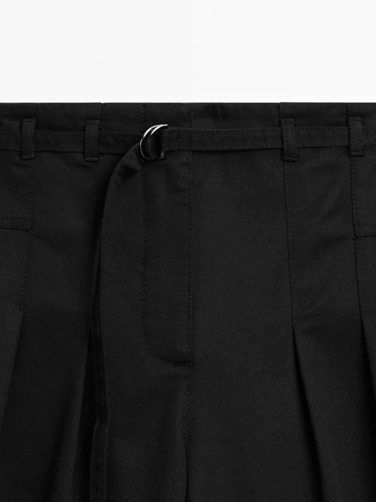 마시모두띠 와이드 코튼블렌드 타이 팔라조 팬츠 5043/543 BLACK - 상세 이미지 2