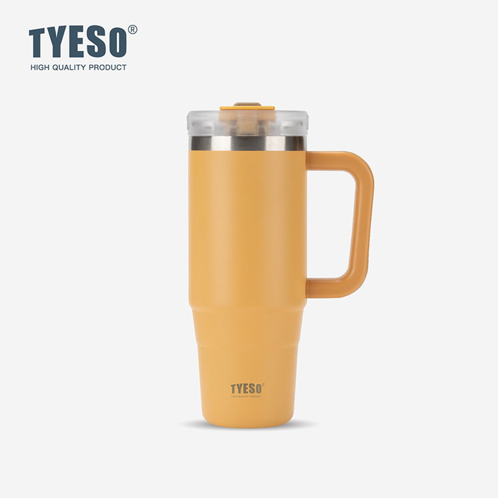 대용량 텀블러 보온 보냉텀블러 차량용 손잡이텀블러 컵 여학생 tyeso 900ml, 옐로우 - 메인 이미지