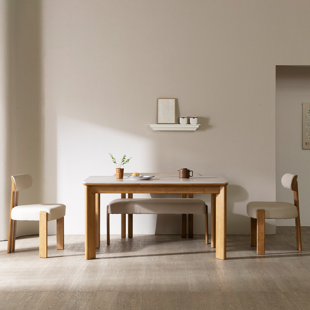 [4인 식탁 1600] 미코하임 루아스 원목 18T 양면 포세린 세라믹 카페 식탁 테이블 1600mm, 내추럴