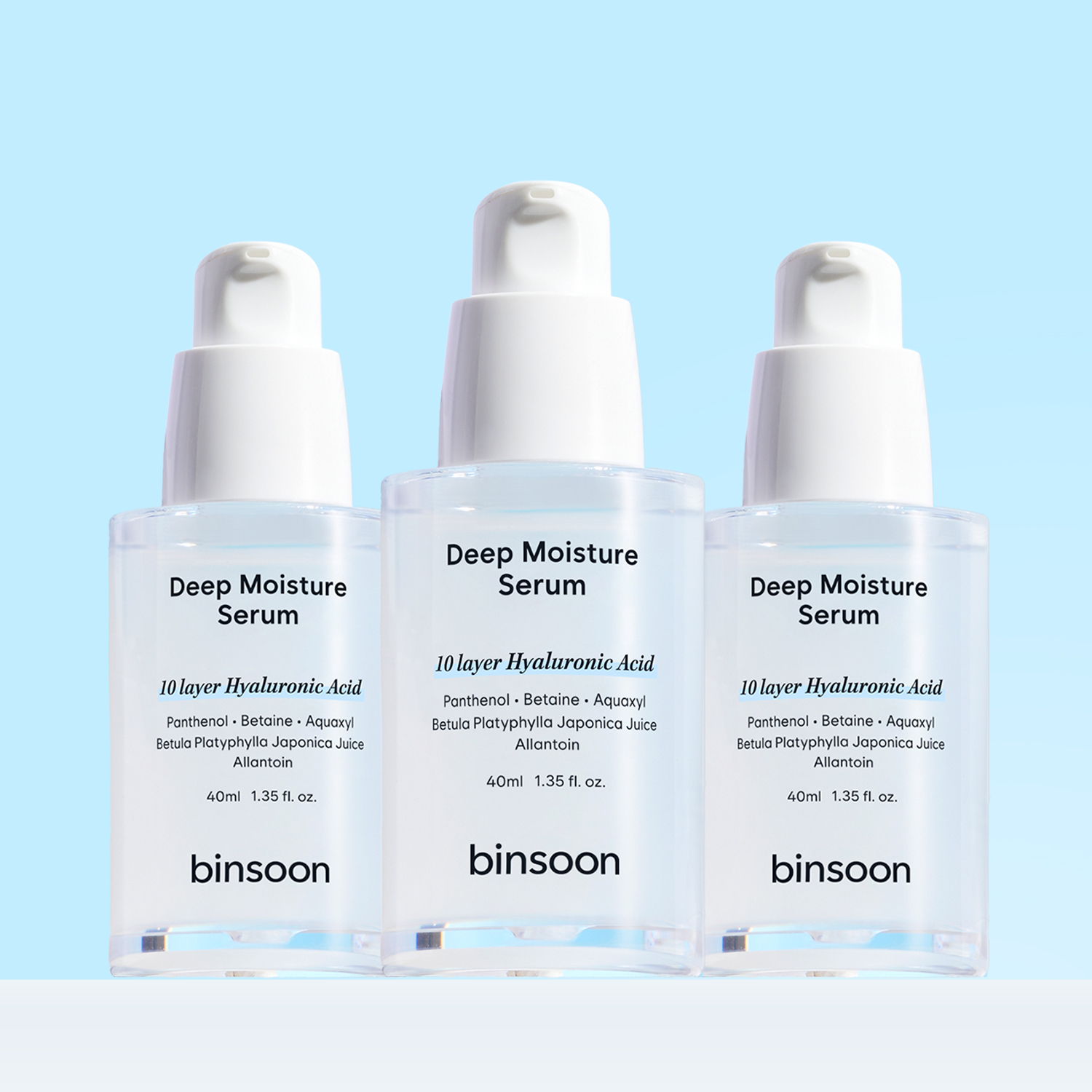 빈순 딥 모이스처 자작나무수액 세럼 히알루론산 수분 앰플 40ml, 3개 - 상품 이미지
