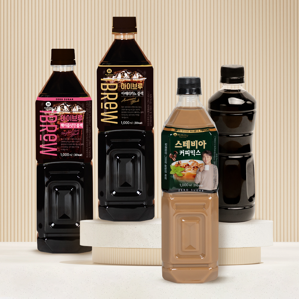 맥널티 대용량 아메리카노 블랙 커피/헤이즐넛/스테비아 믹스 1L 6개입 / 12개입