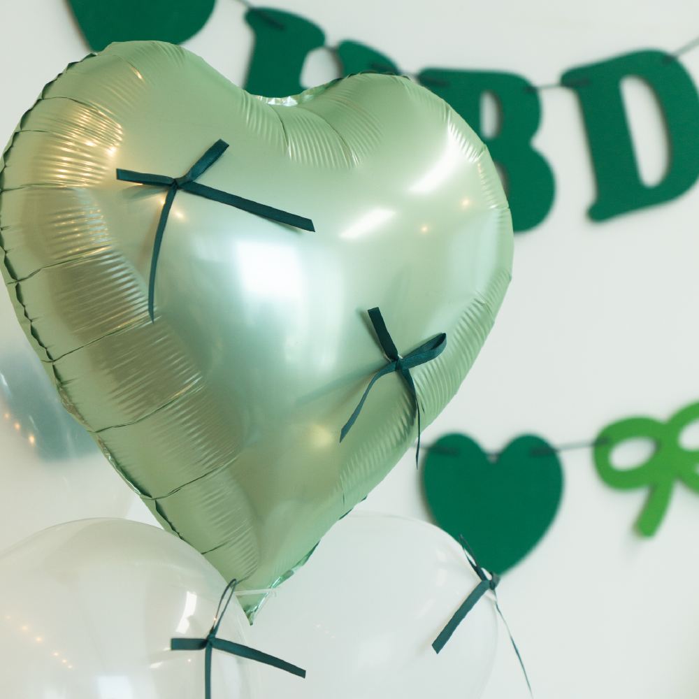올댓파티 리본생일풍선 HBD 컬러팔레트 그린 가랜드 파티풍선 세트 - 상세 이미지 3
