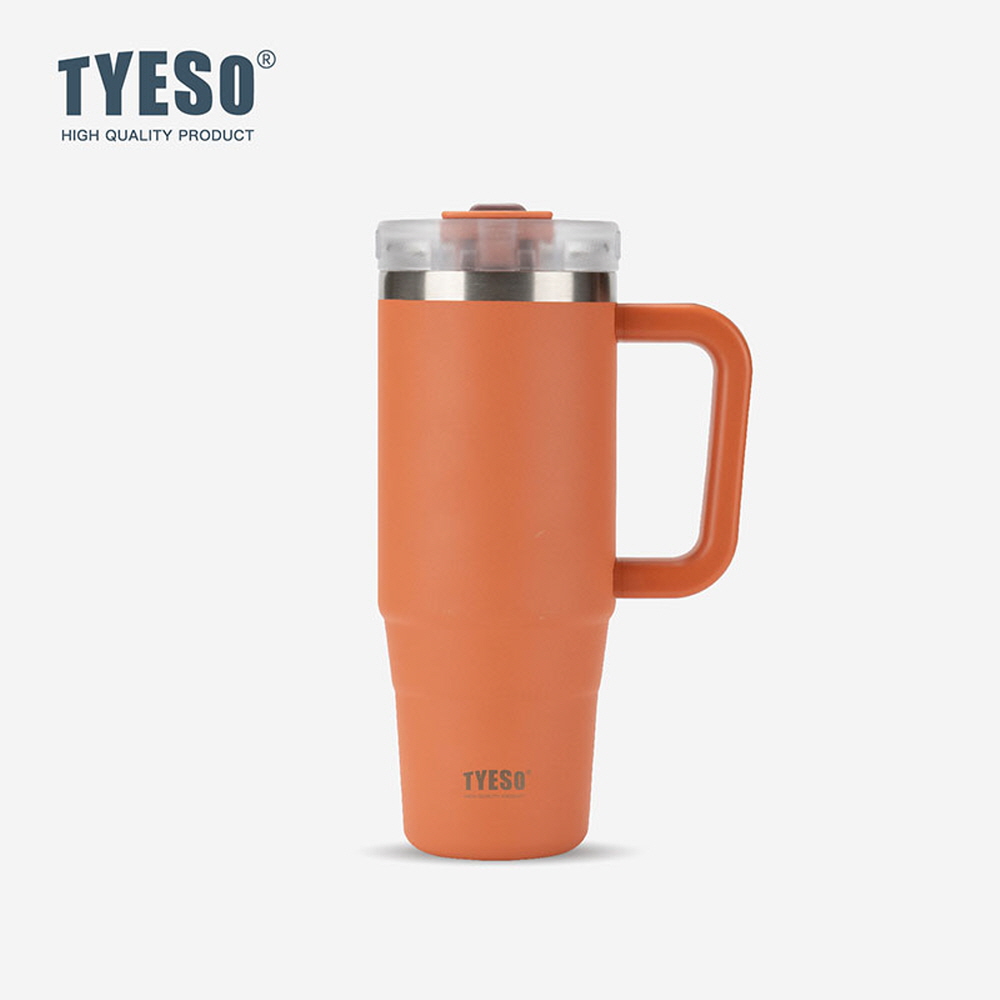 대용량 텀블러 보온 보냉텀블러 차량용 손잡이텀블러 컵 여학생 tyeso 900ml, 오렌지 - 메인 이미지