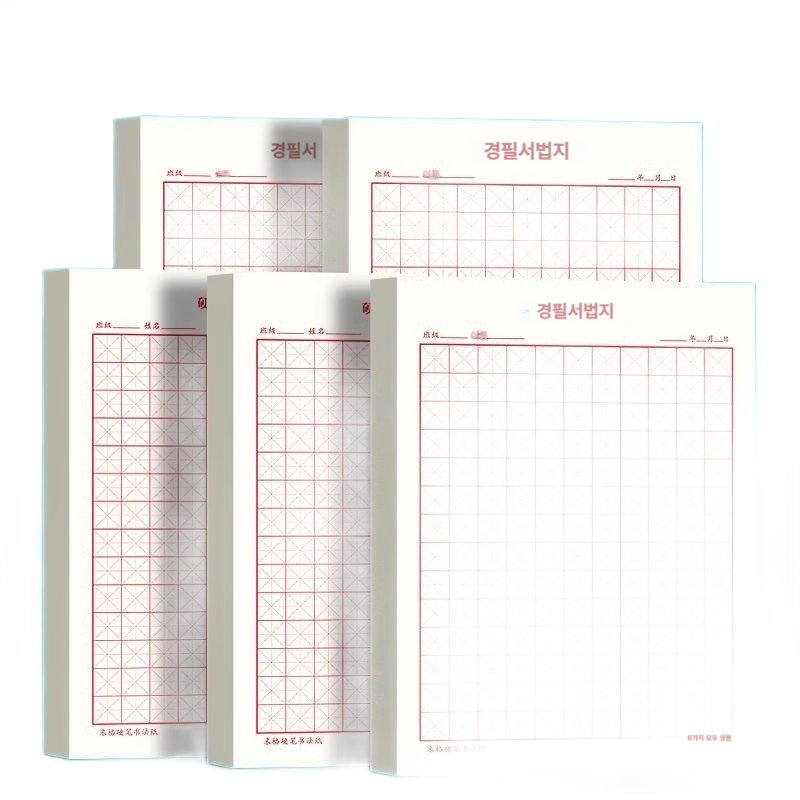 노트 한자 연습책 공책 손글씨 글씨교정 따라쓰기 연습장 100매짜리 그리드북 5개 + 비디오 튜토리얼 - 상품 이미지