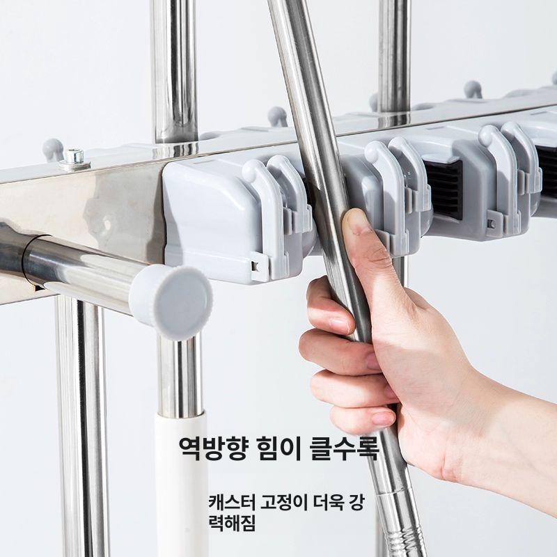 이동식 청소도구 보관함 청소용구함 걸레걸이 업소용 청소 127 스틸 10걸이 10고정 24후크 - 상세 이미지 4