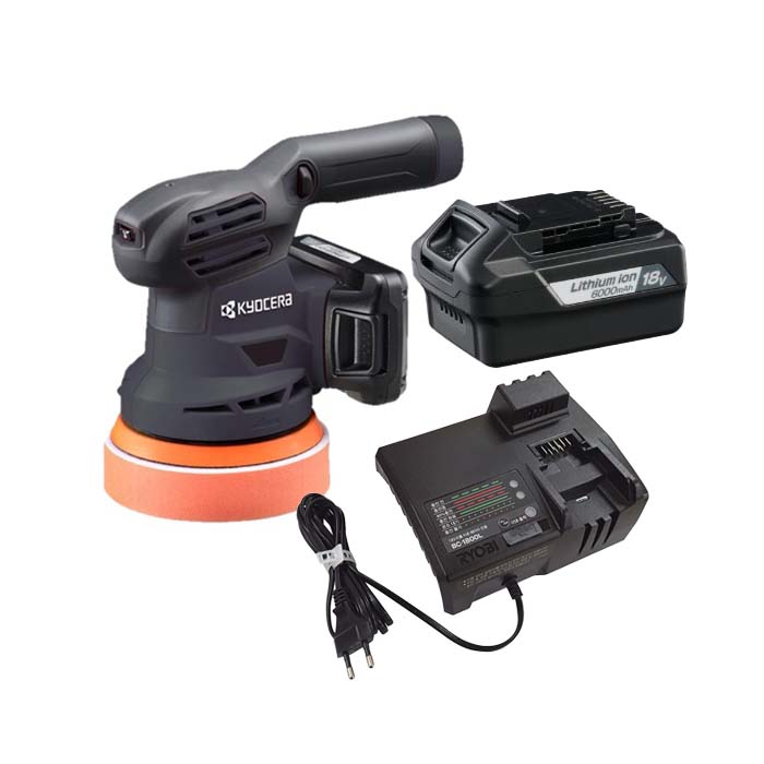 교세라 료비 18V 충전 듀얼액션폴리셔 랜덤 오비탈 샌더 DRSE1800 무선 광택기 + 충전기 + 배터리 풀세트 - 상품 이미지