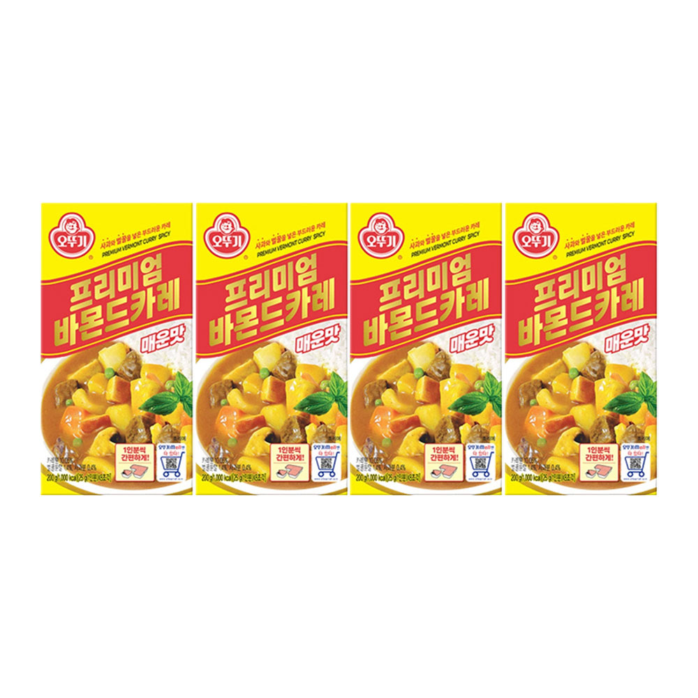 오뚜기 프리미엄바몬드카레 고형 매운맛, 200g, 4개 - 상품 이미지