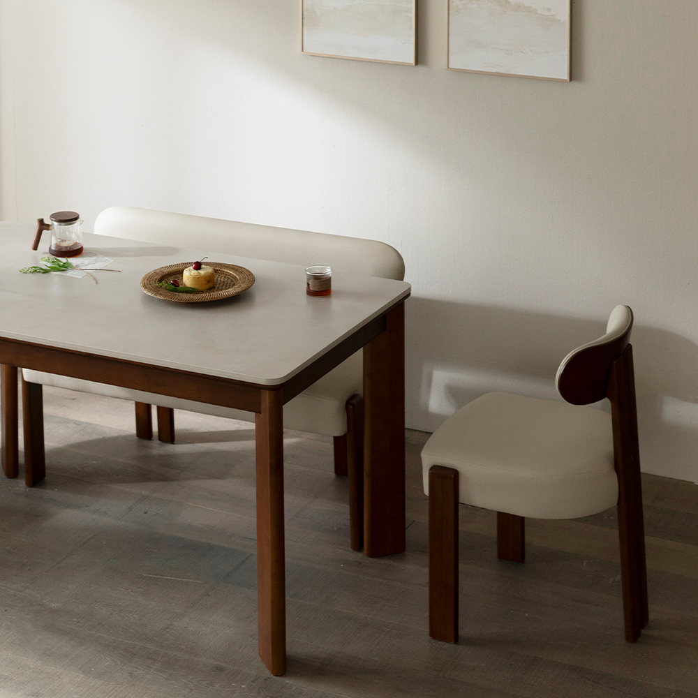 [4인 식탁 1600] 미코하임 루아스 원목 18T 양면 포세린 세라믹 카페 식탁 테이블 1600mm, 내추럴