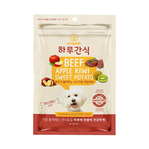 와그작 하루간식 소고기랑 과일야채 30g x 14개입 강아지 반려견 저온건조 간식 - 메인 이미지