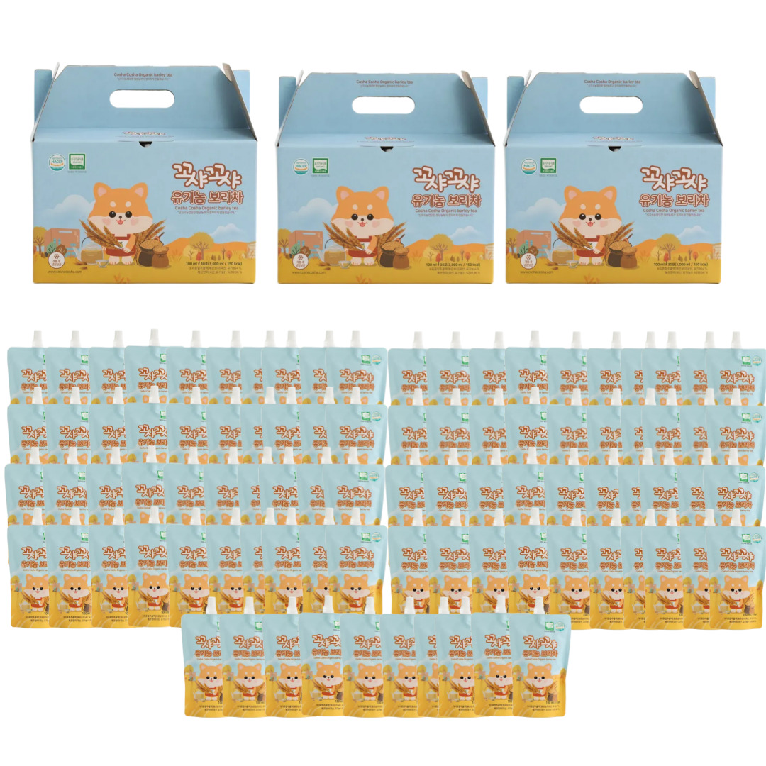 [꼬샤꼬샤] 신지식농업인장 유기농 보리차 100ml  스파우트형 30개입, 3개
