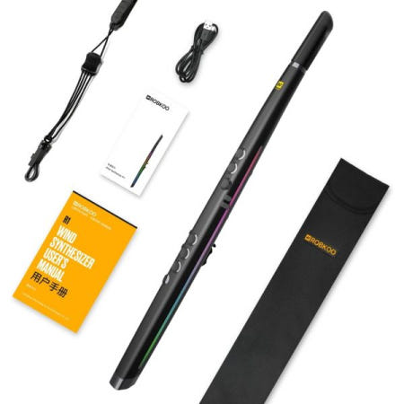 Robkoo [해외]윈드 신디사이저 R1 - 디지털 관악기, 미디 컨트롤러, 15분 만에 배우기, 반응형 RGB 조명, 모션 컨트롤, 진악기의 온보드 사운드