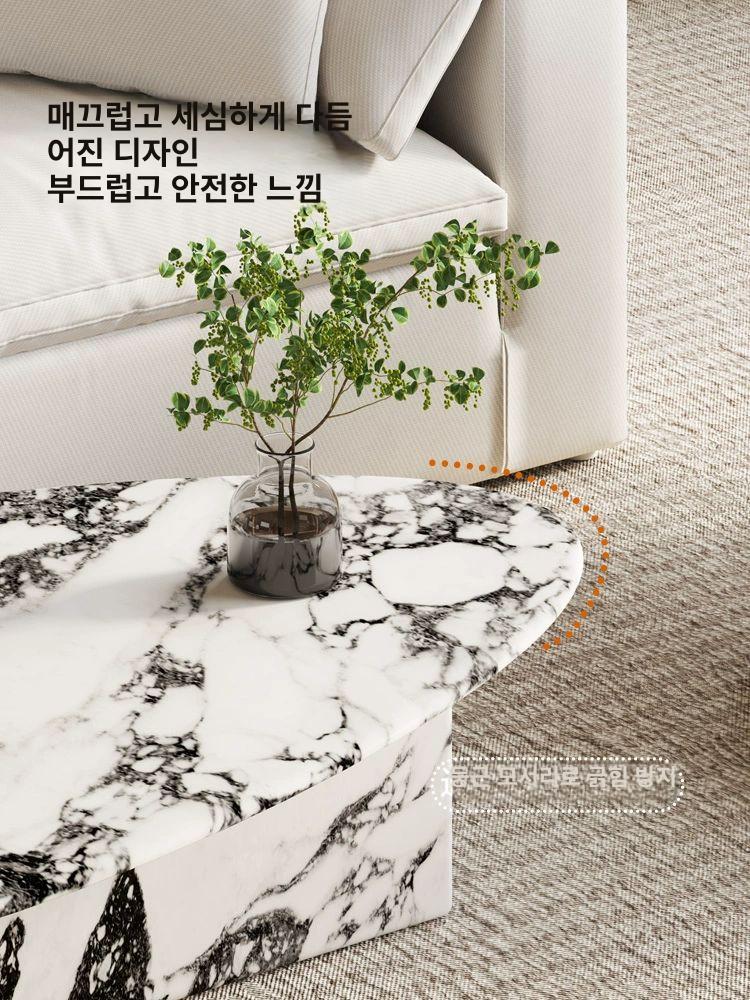 대리석 라운드 테이블 가정용 쇼파 엔틱 가구 좌탁 길이 120 불가리패턴 - 상세 이미지 4