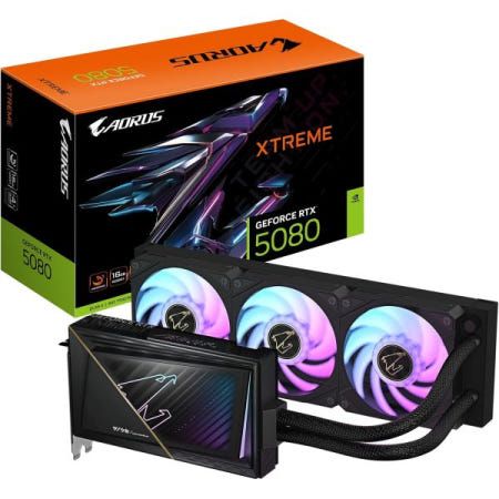 [해외]기가바이트 아루스 지포스 RTX 5080 익스트림 워터포스 16G 그래픽 카드, 올인원 냉각 시스템, 16GB 256비트 GDDR7, GV-N5080AORUSX W-16GD