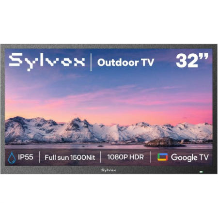 SYLVOX [해외]SYLVOX 32인치 스마트 실외 TV, 1,080P 풀 선 1500니트 고휘도, 외부용 IP55 방풍 Google 시스템 WiFi 블루투스 구글 어시스턴트 크롬캐스트(풀세