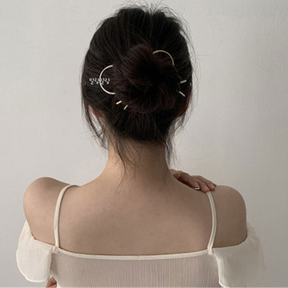심플 메탈 비녀 삔 가벼운 올림머리 헤어핀 U핀 유핀 이미지 2