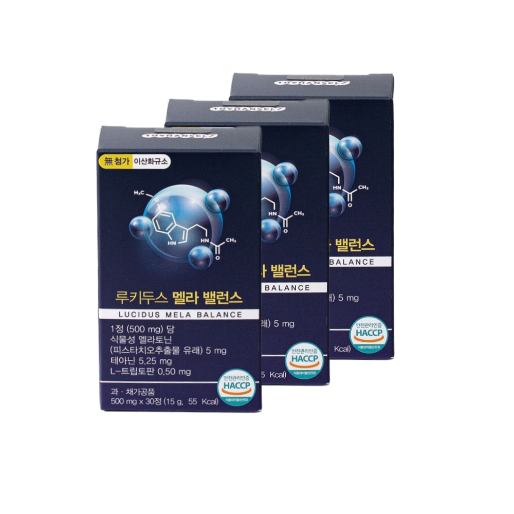루키두스 멜라 밸런스 식물성 멜라토닌 5mg 테아닌 가바 트립토판 함유 30정, 3개 - 상품 이미지