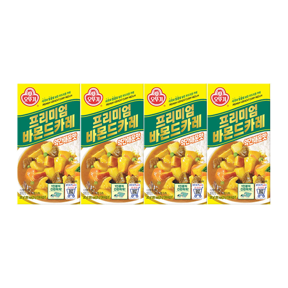오뚜기 프리미엄바몬드카레 고형 약간매운맛, 200g, 4개 - 상품 이미지