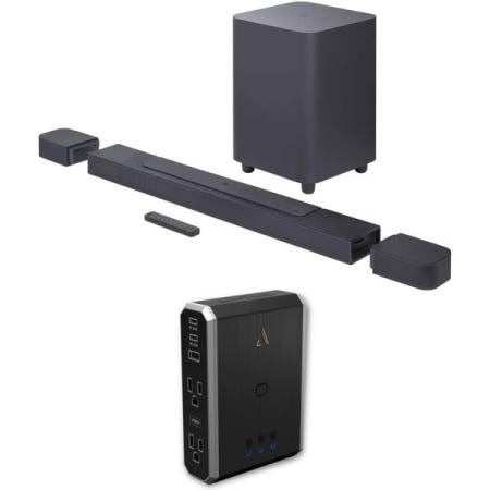 JBL [해외]JBL BAR-700 5.1ch 사운드바 및 서브우퍼(서라운드 스피커 포함), 7S-PS4-US1 4구 전원(옴니포트 USB 포함) (2022)