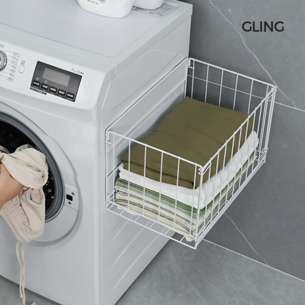 빨래바구니 세탁바구니 접이식 자석 무타공 공중부양 벽걸이 틈새 빨래통 화이트 소형