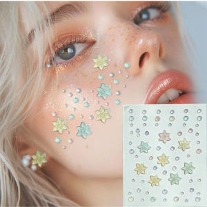 페이스 스티커 파츠 큐빅 얼굴에 붙이는 나비 리본 실사용 후기 | 효과 있을까? - 상품 이미지 2