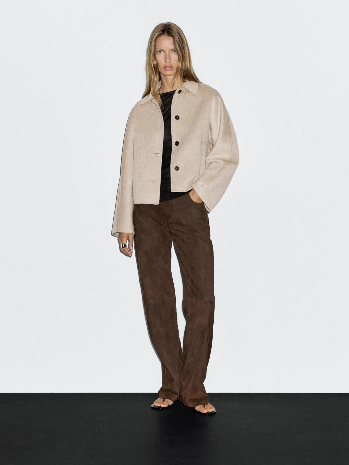 마시모두띠 미니멀 크롭 울블렌드 재킷 6423/973 PEARL GREY - 상세 이미지 2