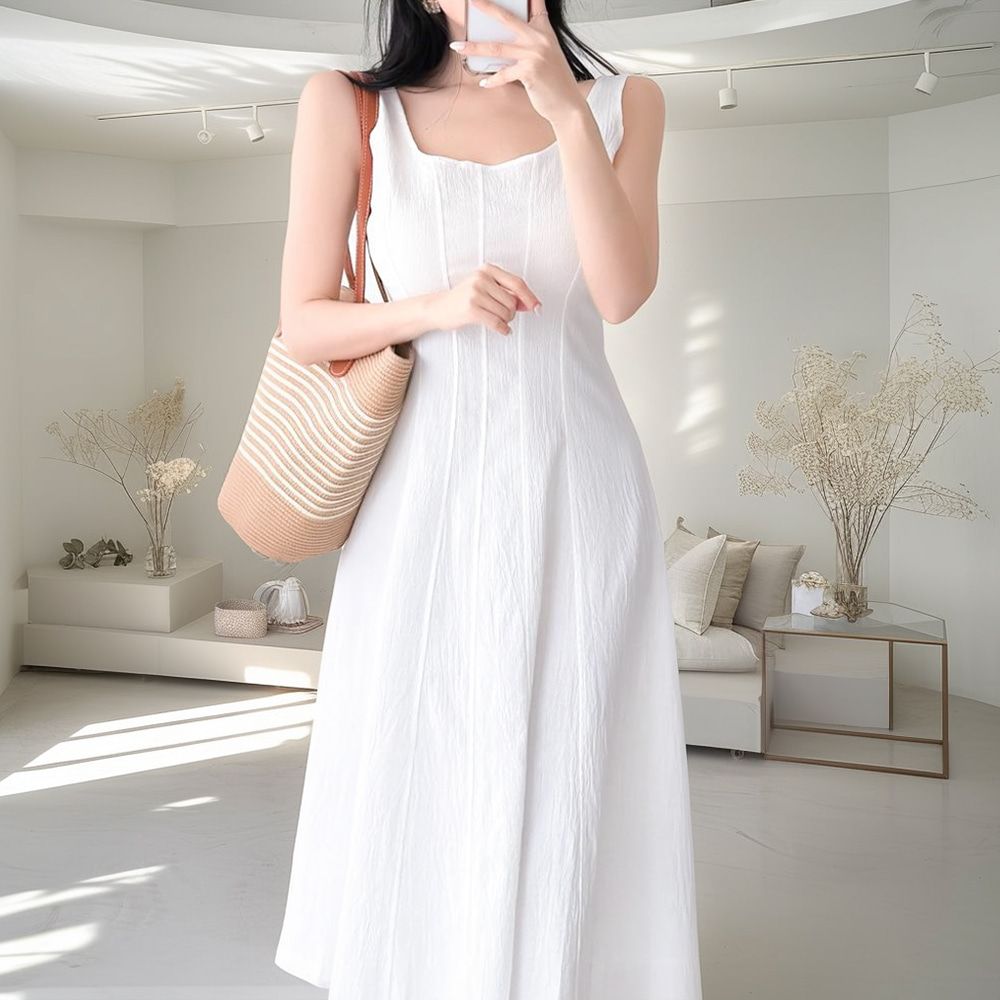 린카즈 스퀘어넥 민소매 미디원피스 AI0708 - 상품 이미지
