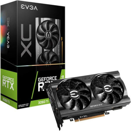 [해외]EVGA GeForce RTX 3060 Ti XC 게이밍, 08G-P5-3663-KL, 8GB GDDR6, 메탈 백플레이트, LHR