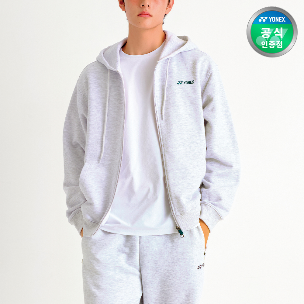 요넥스 253TH002U 배드민턴 오버핏 후드집업 남녀공용 데일리웨어 멜란지화이트 - 상품 이미지