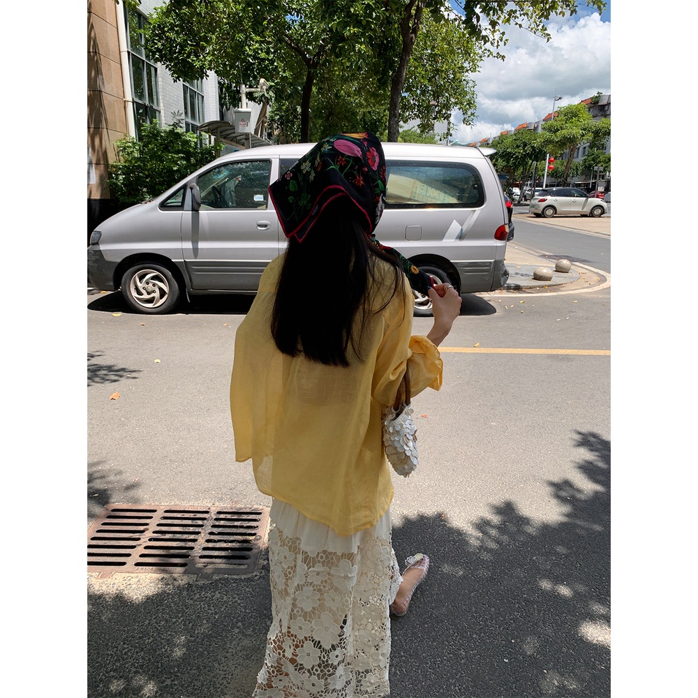 밴딩 캉캉 레이스롱스커트 하이웨스트 화려한 꽃패턴 봄여름 크림베이지 이미지 6
