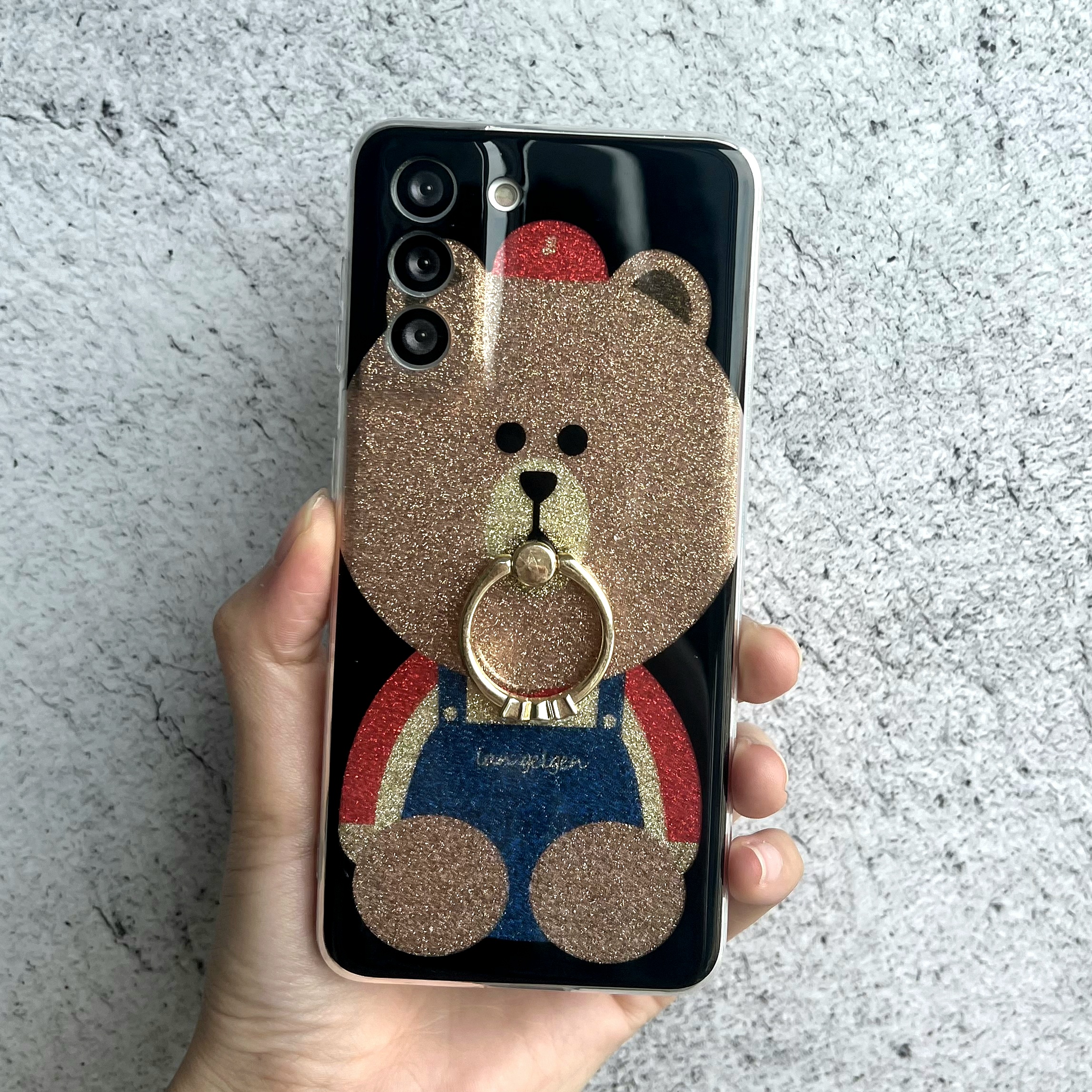 범퍼 케이스 스트랩 젤리 실리콘 슬림 카메라보호 풀커버 명품 곰돌이 멜빵, 갤럭시S21 - 상세 이미지 5