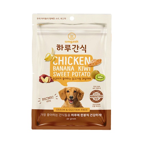 와그작 하루간식 닭고기랑 과일야채 30g x 14개입 강아지 반려견 저온건조 간식 - 메인 이미지