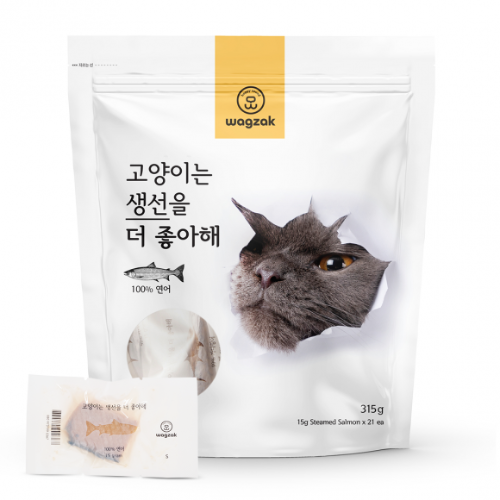 와그작 고양이는 생선을 더 좋아해 21p (연어) 강아지 반려묘 원물 통살 간식 - 메인 이미지