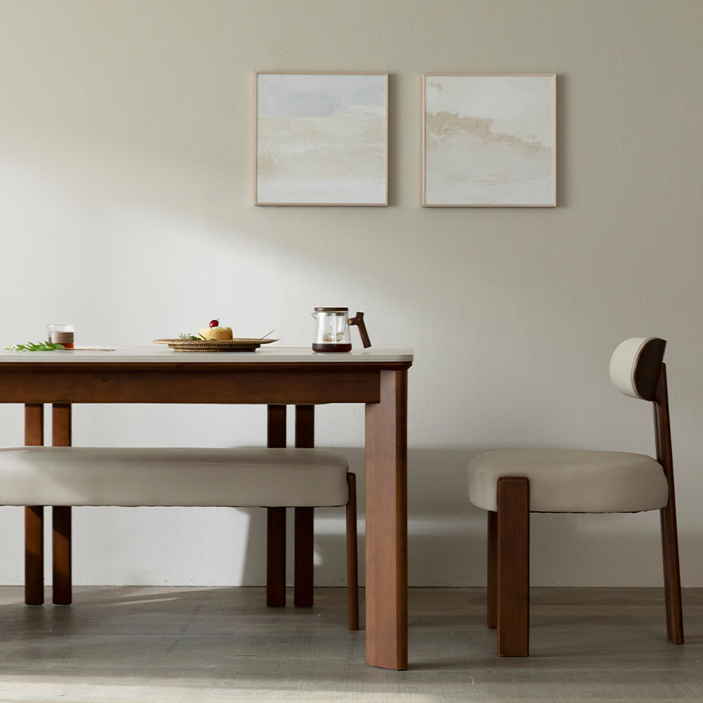 [4인 식탁 1600] 미코하임 루아스 원목 18T 양면 포세린 세라믹 카페 식탁 테이블 1600mm, 내추럴