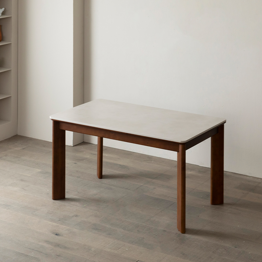 [4인 식탁 1400] 미코하임 루아스 원목 18T 양면 포세린 세라믹 카페 식탁 테이블 1400mm, 월넛