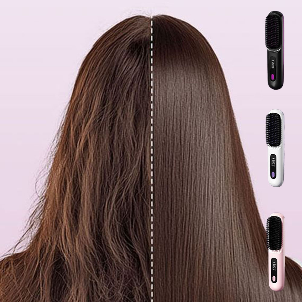 휴대용 무선 고데기 일직선 매직 스타일링 음이온 헤어빗