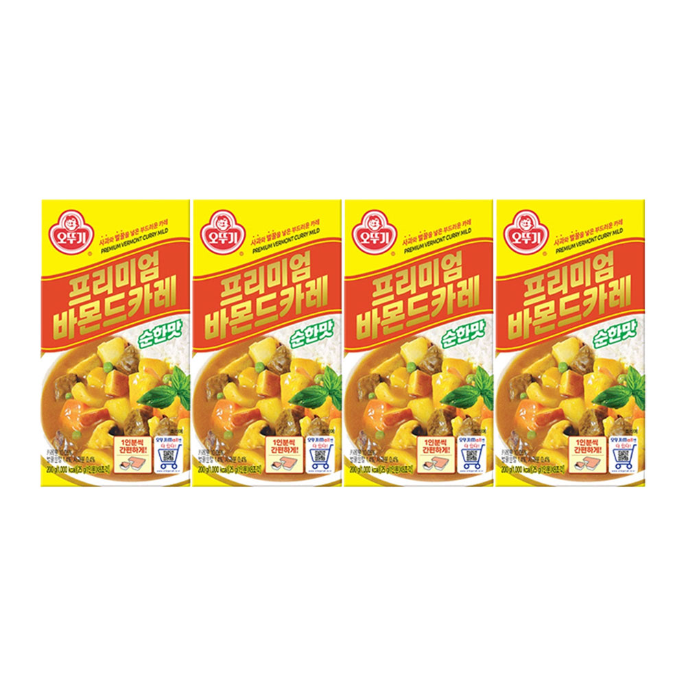 오뚜기 프리미엄바몬드카레 고형 순한맛, 200g, 4개 - 메인 이미지