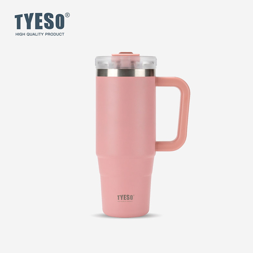 대용량 텀블러 보온 보냉텀블러 차량용 손잡이텀블러 컵 여학생 tyeso 900ml, 핑크 - 메인 이미지