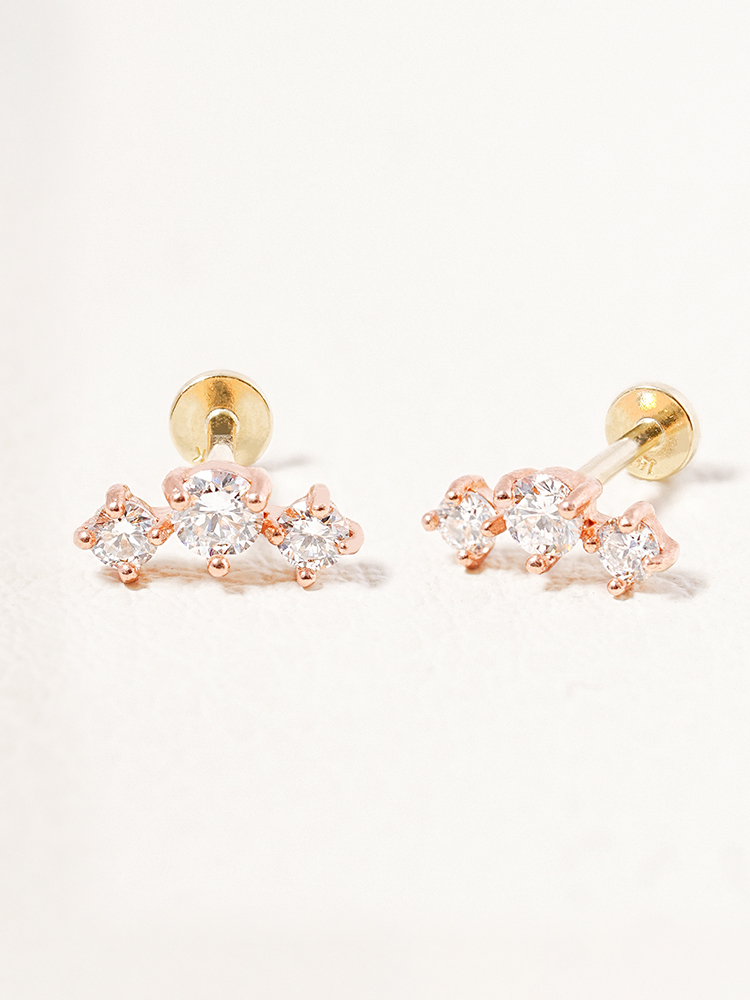 [0.8mm]14K 인터널 랩 다이아몬드 트윙클 크라운 라블렛 피어싱 귀걸이 이미지 7