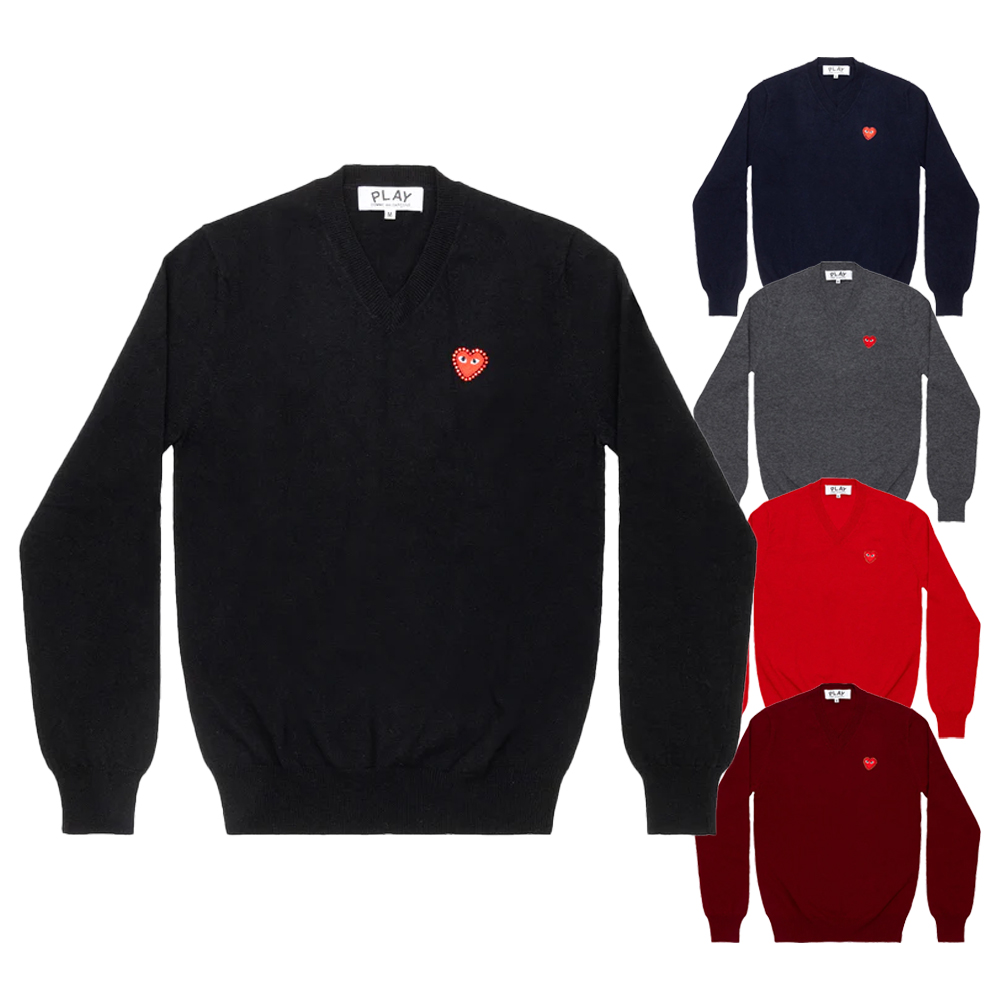 꼼데가르송 긴팔티 Unisex V-Neck Sweater AX-N801-051 - 메인 이미지