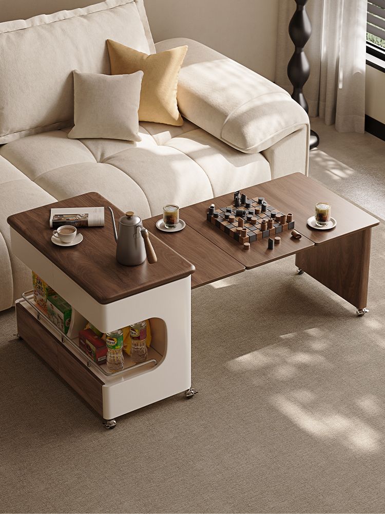 거실 티테이블 슬라이딩 길이조절 사이드테이블 슬림 협탁 월넛 40cm / 기본형