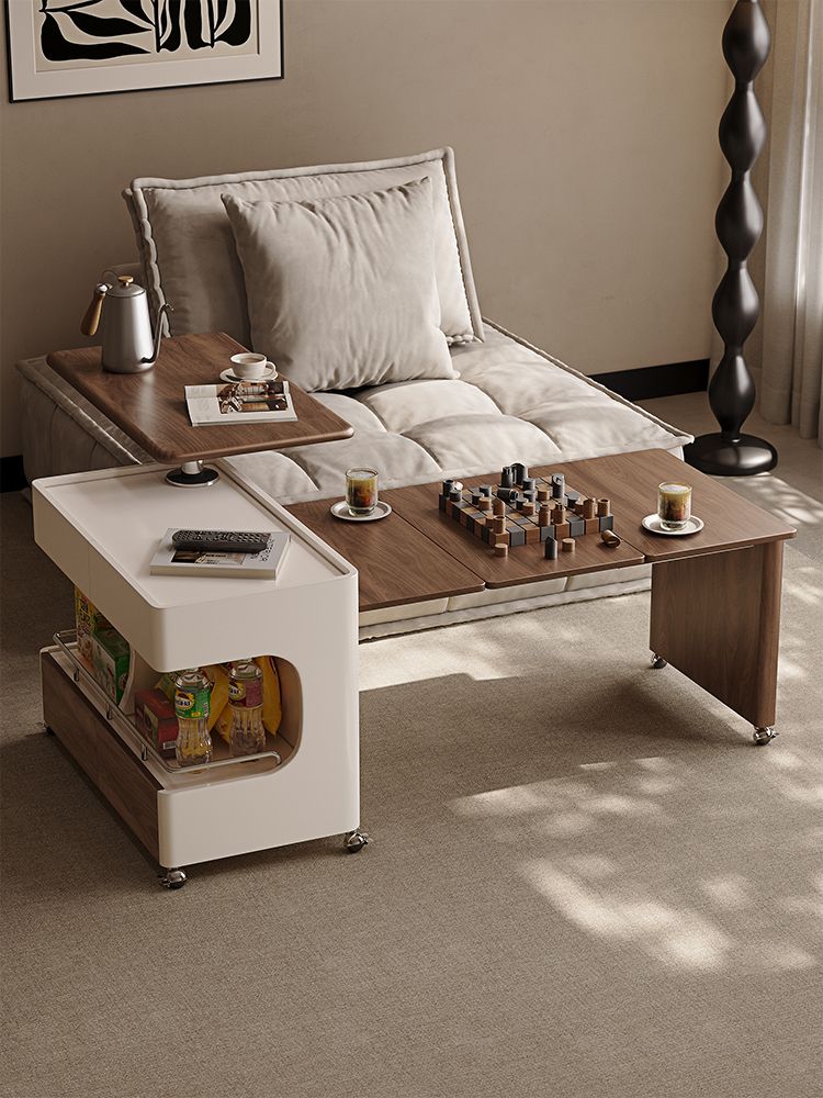 거실 티테이블 슬라이딩 길이조절 사이드테이블 슬림 협탁 월넛 40cm / 기본형